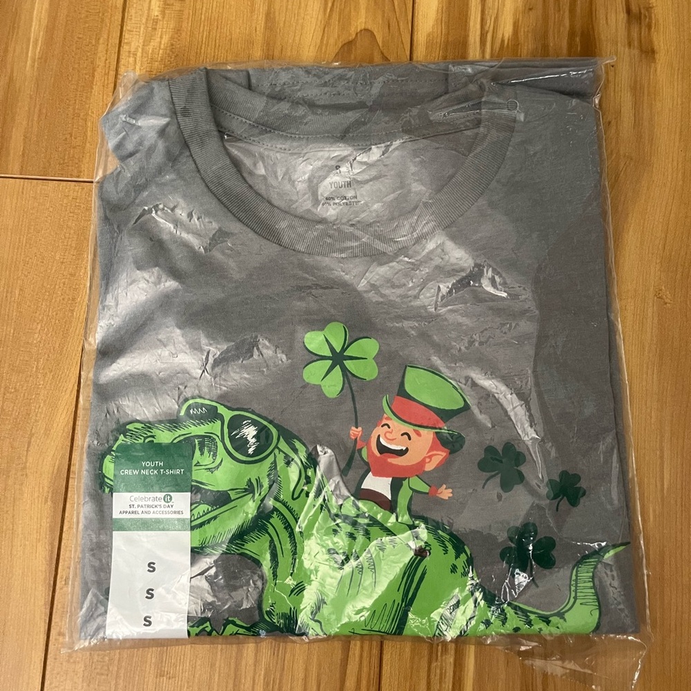 Celebrate It Gray and Green Kids Short Sleeve Tee